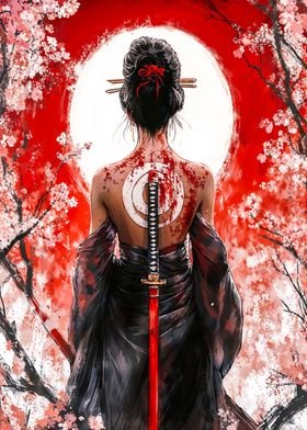 Samurai Woman with Bloodstains