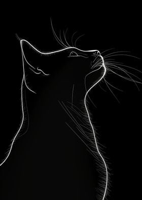 Black White Cute Cat Silhouette