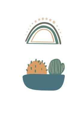 Cactus and Rainbow Art Print