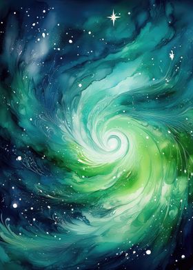 Green Galaxy Spiral