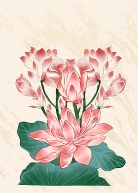 Pink Lotus Flower Art