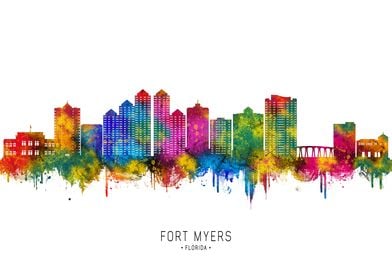 Fort Myers Skyline Watercolor