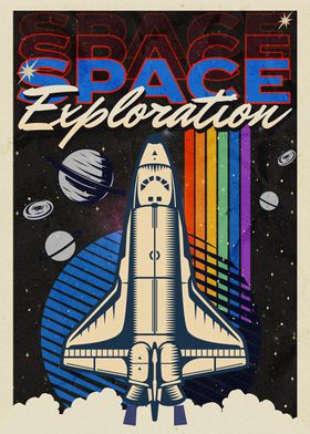 Space Shuttle Space Exploration Poster