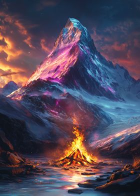 Snowy Mountain Campfire