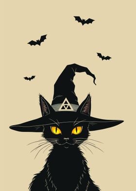 halloween witch Cat Poster