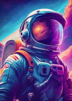 Astronaut in Space with colorful painting style