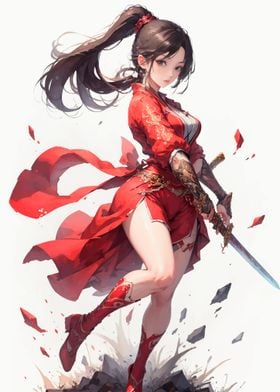 Red-Clad Warrior Woman