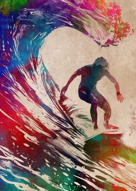 Surfer Watercolor Art