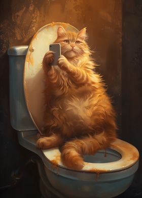 Funny Cat Taking a Selfie at Bathroom