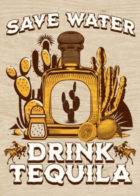 Tequila and Cactus Poster