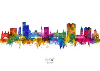 Ghent Skyline Watercolor