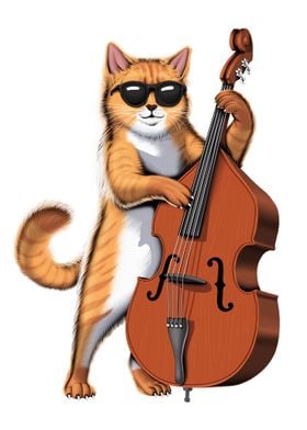 Cat Double Bass Player