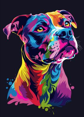 Colorful Pitbull Portrait