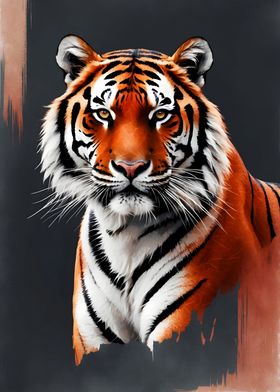 Vintage Retro Tiger Portrait