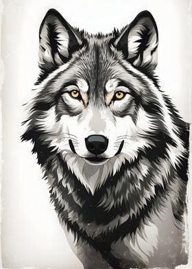 Vintage Wolf Portrait