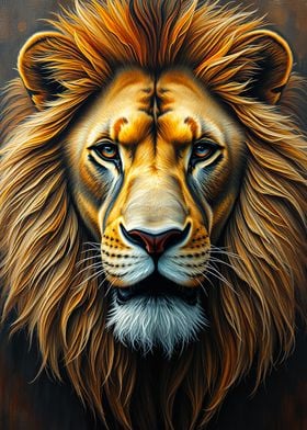 Majestic Lion Oil Portrait