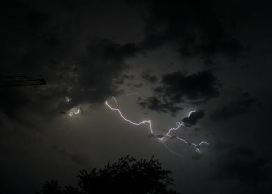 Lightning Strike in Night Sky