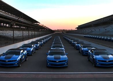 Chevrolet Camaro Lineup at Race Track