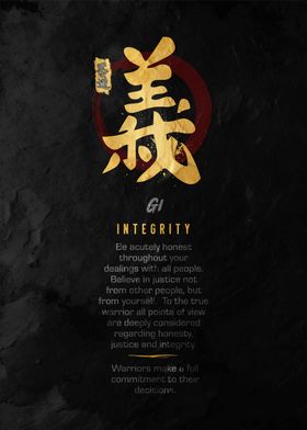 Japanese Kanji for Integrity from 7 virtue of bushido