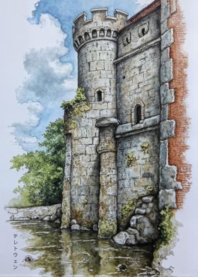 Watercolor Castle Tower