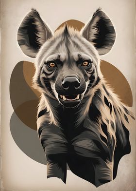 Vintage Abstract Hyena Portrait