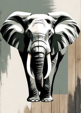 Vintage Abstract Elephant Illustration