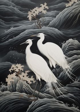 White Egrets Bird art