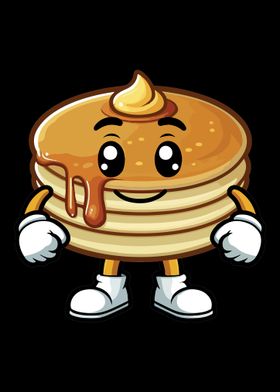 Kawaii Smiling Pancake Character