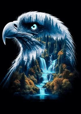 Eagle and Waterfall