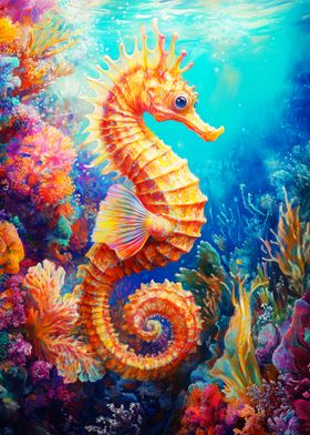 Seahorse in Coral Reef