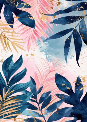 Tropical Watercolor Leaves