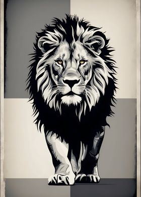 Vintage Abstract Lion Art