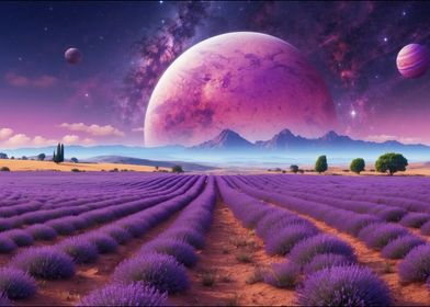 Lavender Field Under Alien Sky