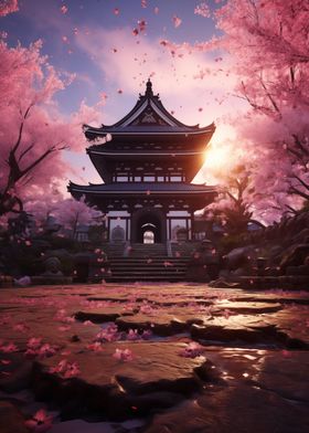 Japanese Temple Sunset