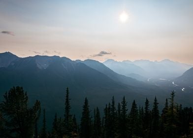 Banff Mountain Range at Sunset