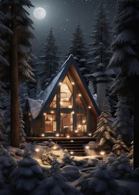 Cozy Cabin in Winter