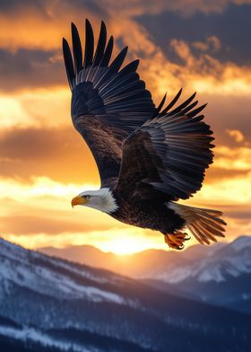 Majestic Eagle Over Mountains