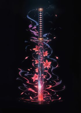 Floral Katana Samurai Cherry Blossom Japan