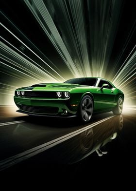 Green Dodge Challenger