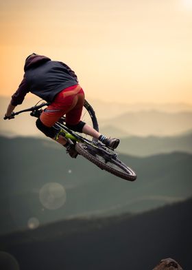 Mountain Biker in Flight