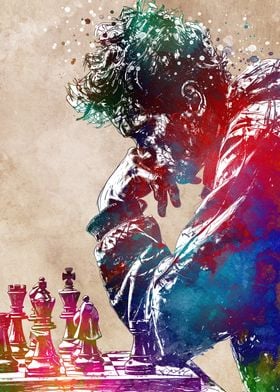 Chess Player Watercolor