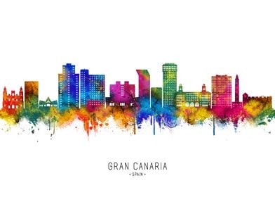 Gran Canaria Skyline Watercolor