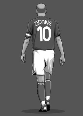 Zidane Football Illustration Black and White Version