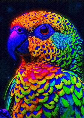 Rainbow Parrot Portrait