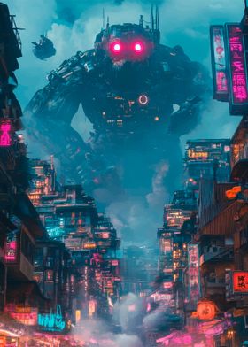 Giant Robot Over City