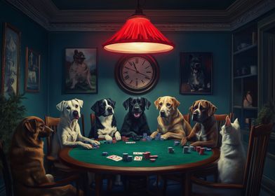 Funny Dogs Playing Poker