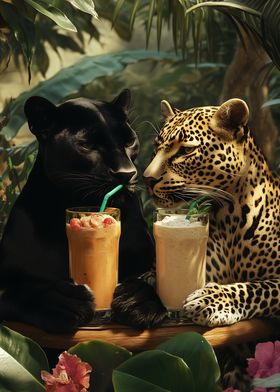 Leopard and Panther with Drinks