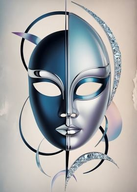 Metallic Mask with Abstract Design