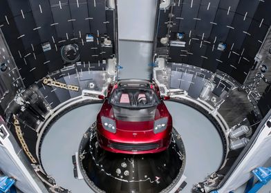 Tesla Roadster in Spacecraft