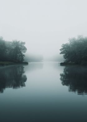 Misty Lake Reflections